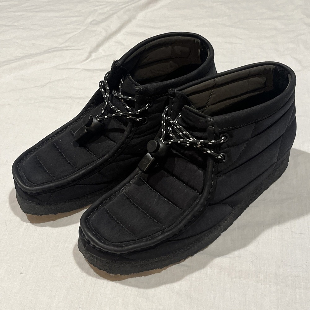 Clarks Originals Wallabee Quilted Nylon Ankle Boots Women's 8 Black Toggle Crepe